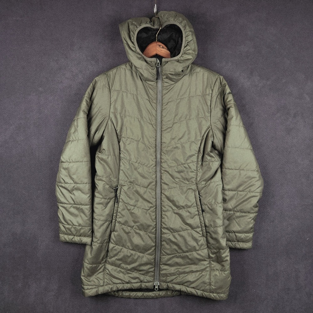 Columbia‎ Waitsburg Ridge II Long Jacket Womens Medium Green Lightweight Puffer
